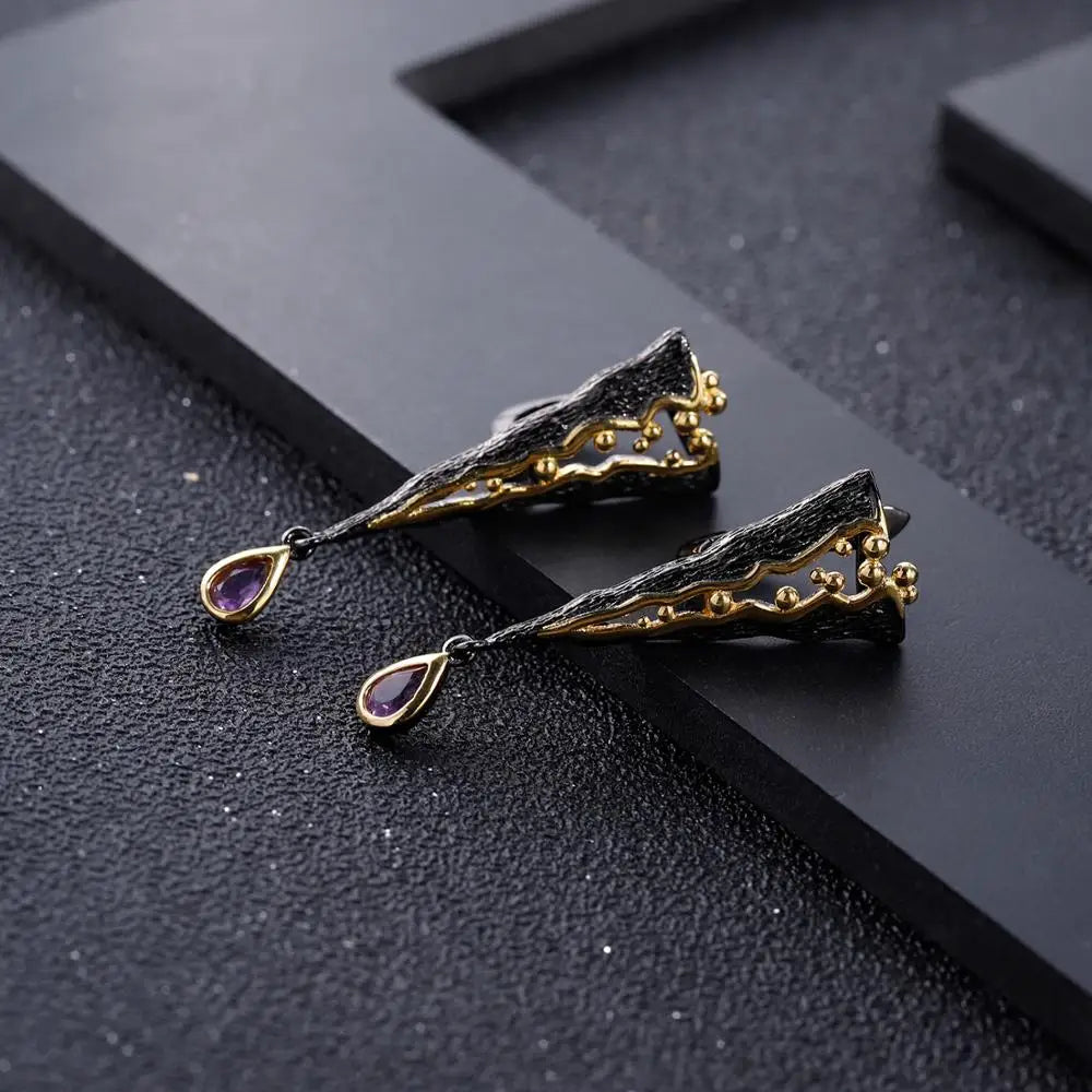 GEM'S BALLET 925 Sterling Silver Amethyst Drop Earrings
