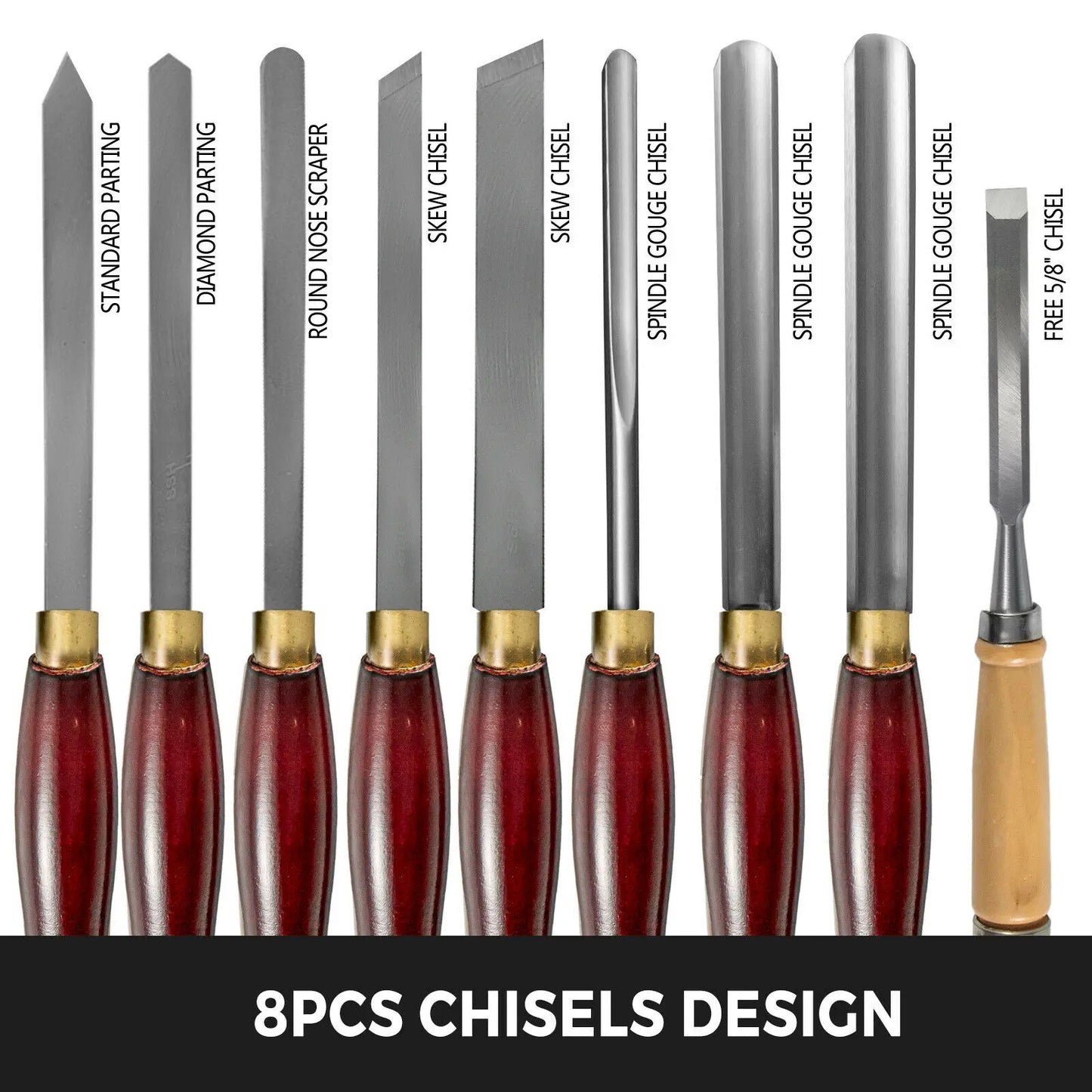 SucceBuy 9 Piece HSS Lathe Chisel Set For Wood Turning