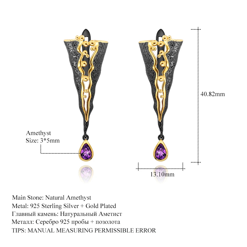 GEM'S Ballet Amethyst Raindrop Triangle Drop Earrings