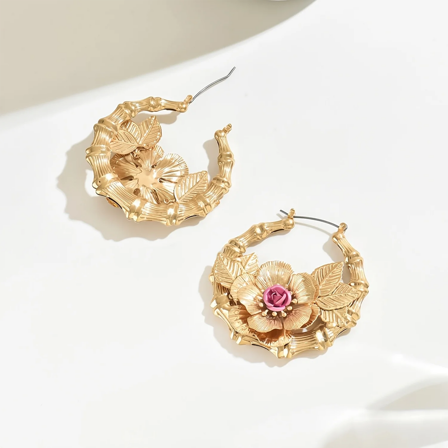 Guangdong Floral Hoop Earrings Boho Leaf Flower Jewelry
