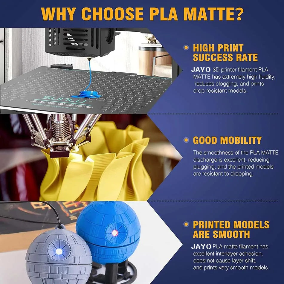 JAYO Matte PLA Filament For 3D Printing Superior Finish