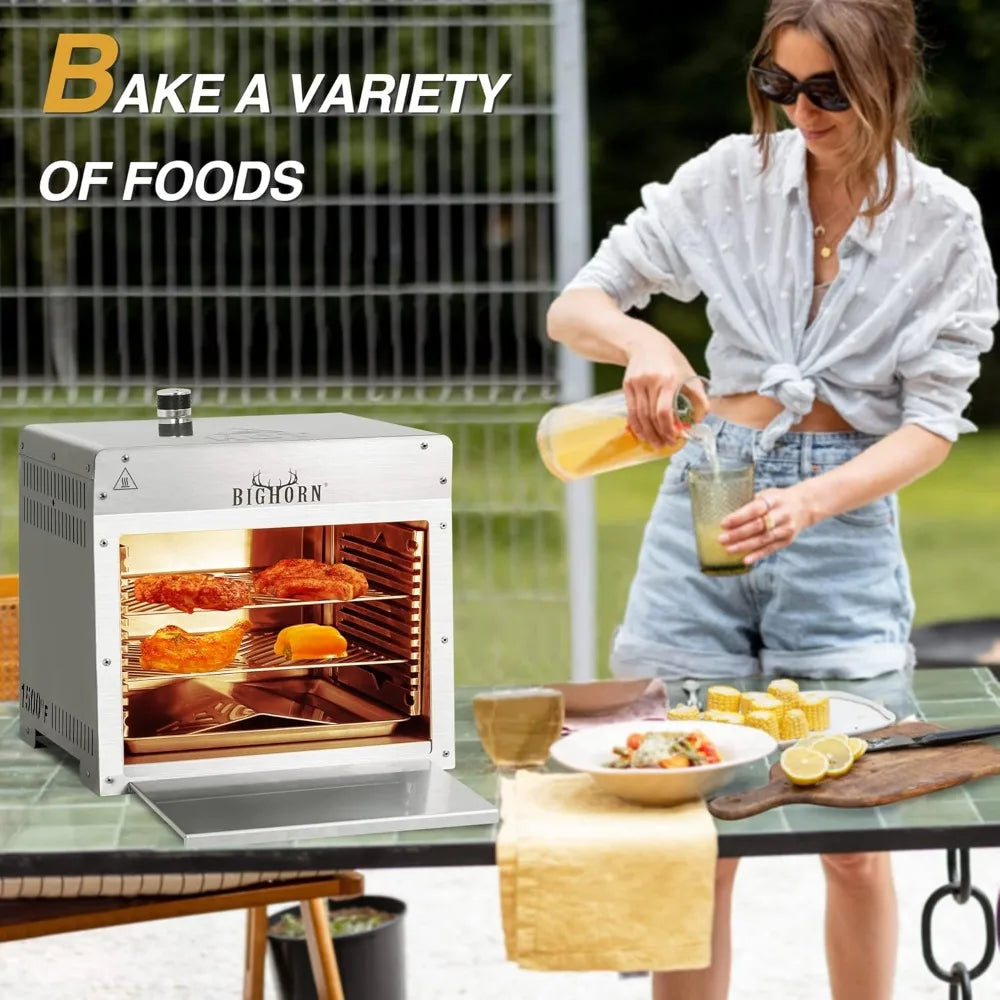 Portable Infrared Propane Grill 1500F Sear Station With Pizza Stone