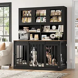 DAFIFY Dog Crate Furniture With Divider And Four Doors