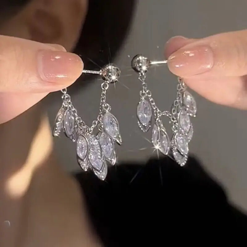 DINGABIYUCN Geometric Drop Earrings For Women CZ Bridal