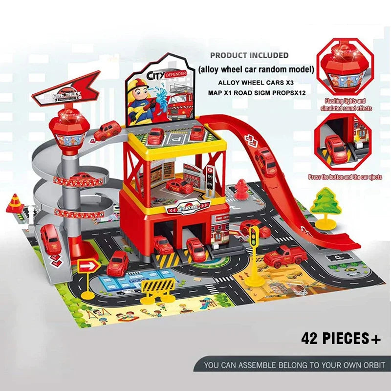 Railway Car Parking Kits DIY Race Track Cars Toy Set