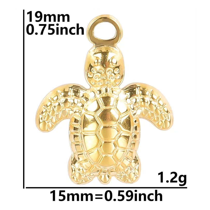 6Pcs GLOWCAT Real Gold Plated Ocean Charms Turtle Starfish