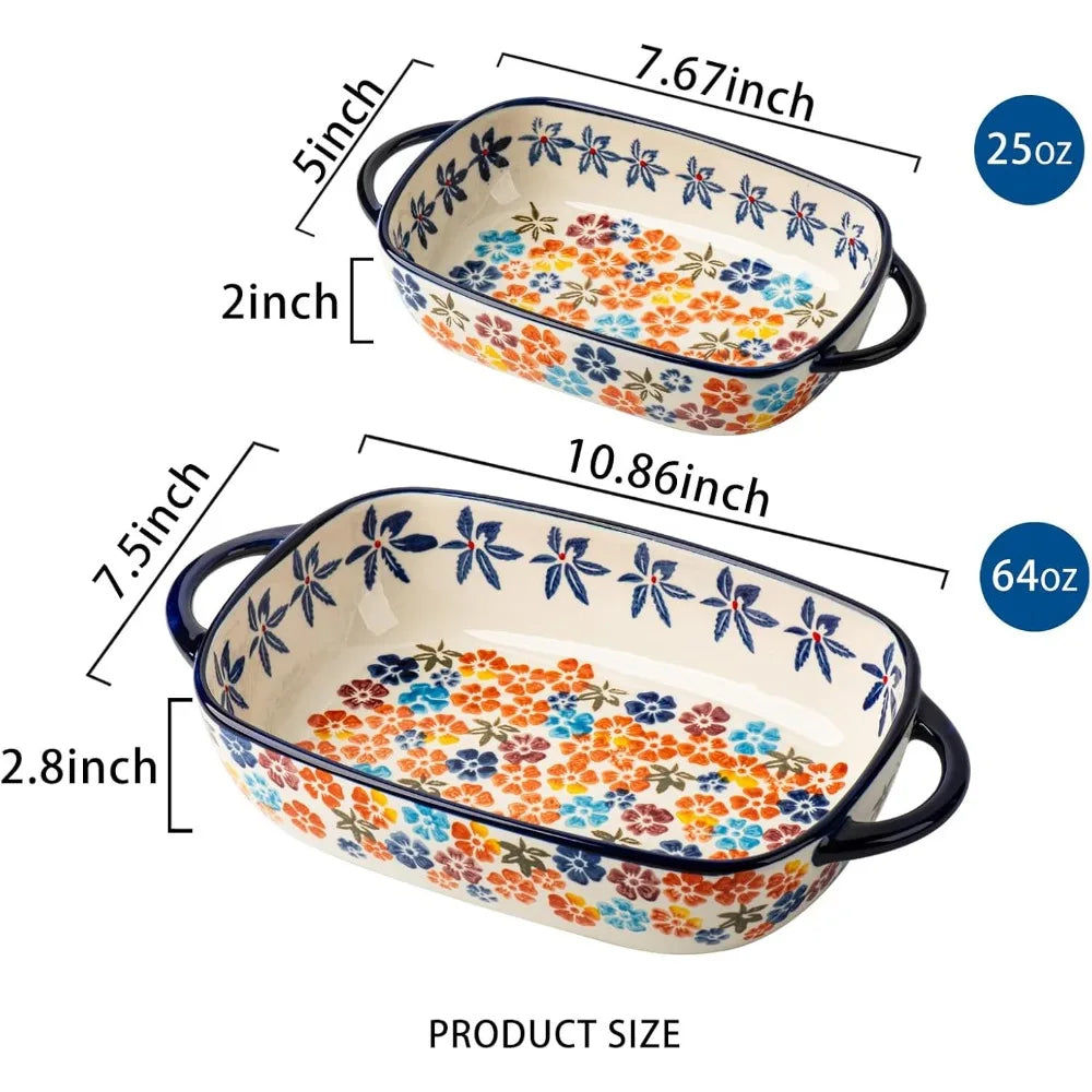Vintage Inspired Rectangular Ceramic Baking Dish Set