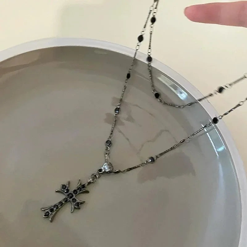 Maxbvyingcn Rhinestone Cross Jesus Pendant Necklace