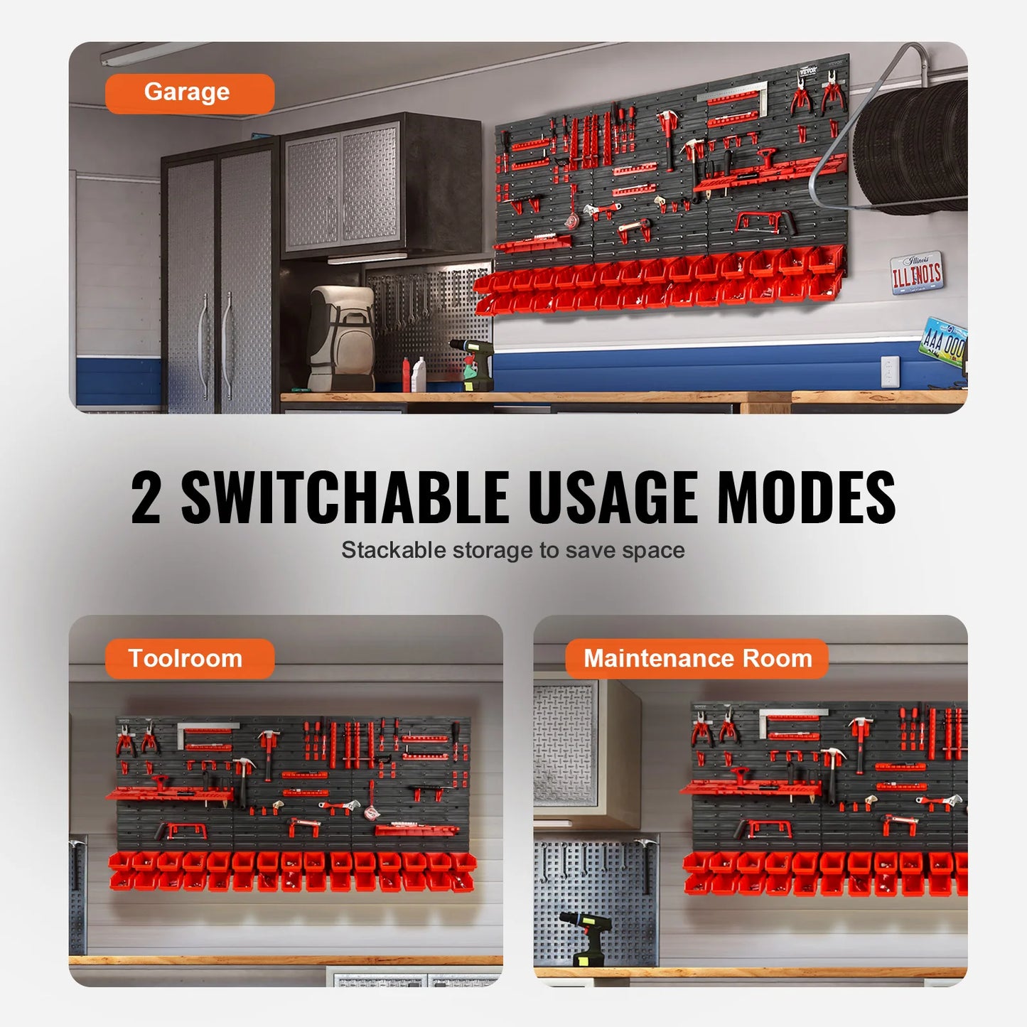 SucceBuy Wall Mounted Storage Bins Garage Organizer