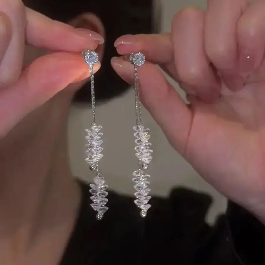 DINGABIYUCN Geometric Drop Earrings For Women CZ Bridal
