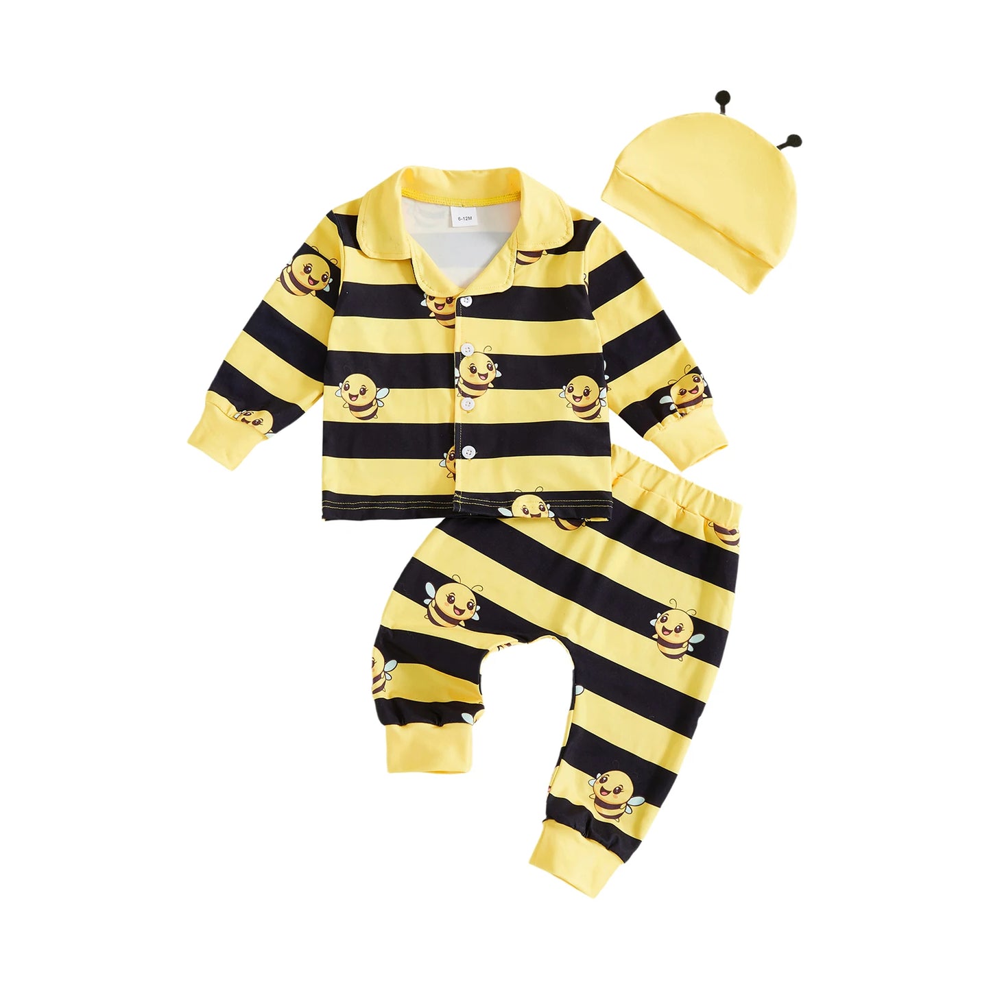 Guangdong Infant Boy Set Striped Pants Bee Print Hat