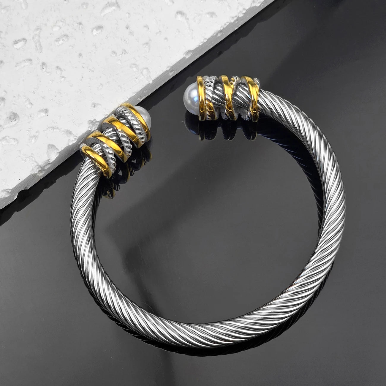 KABOLONG Women Stainless Steel Cable Adjustable Bracelet
