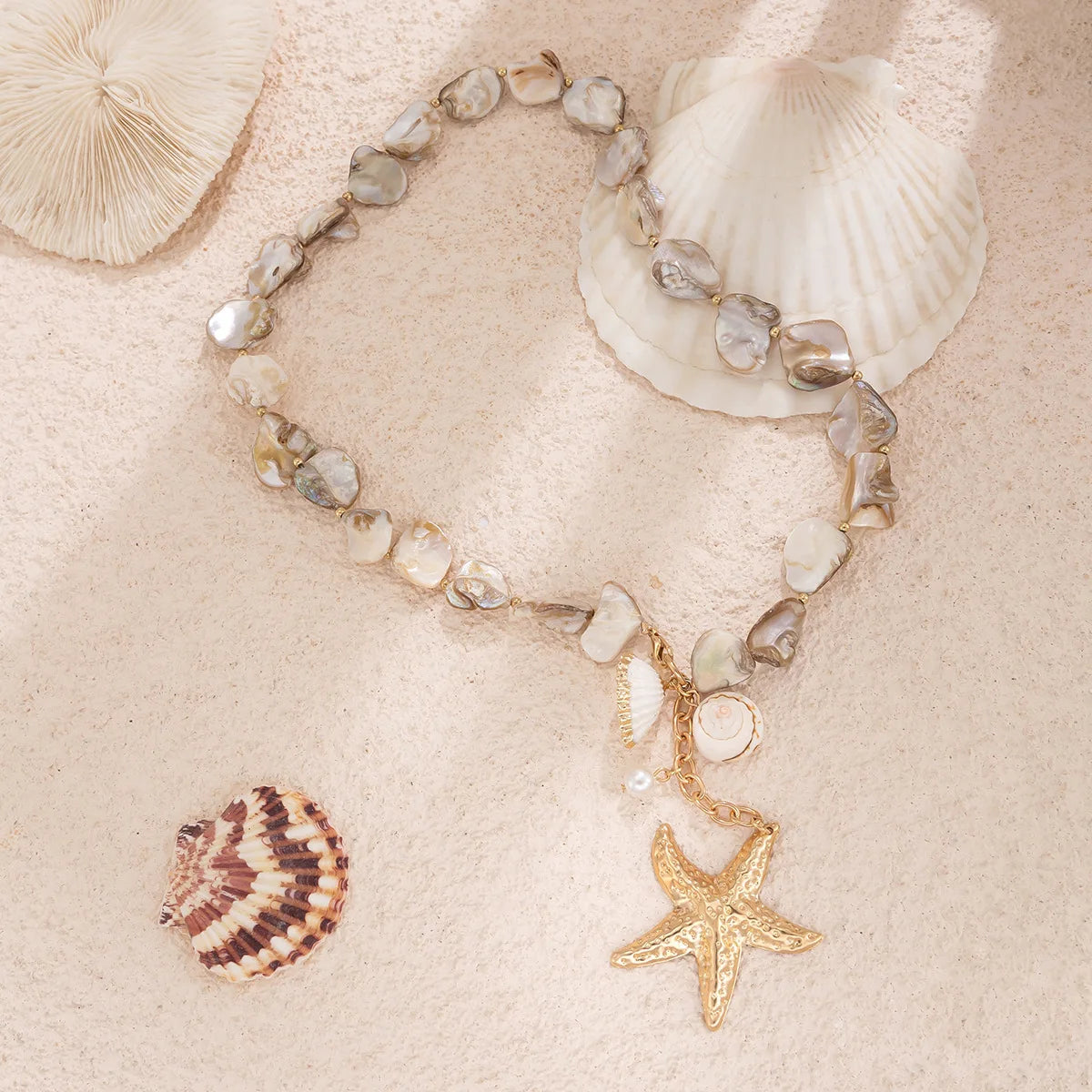 YJ WYWCN Retro Starfish Shell Pendant Necklace Women