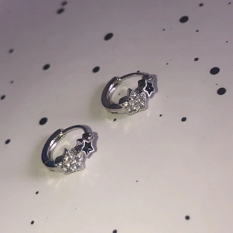 Sichuan Fashion Retro Zircon Pentagram Ear Buckle Earrings