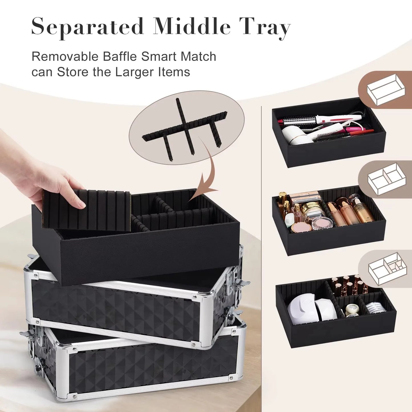 Maxulene Makeup Trolley Case 4 In 1 Alloy Rolling Salon