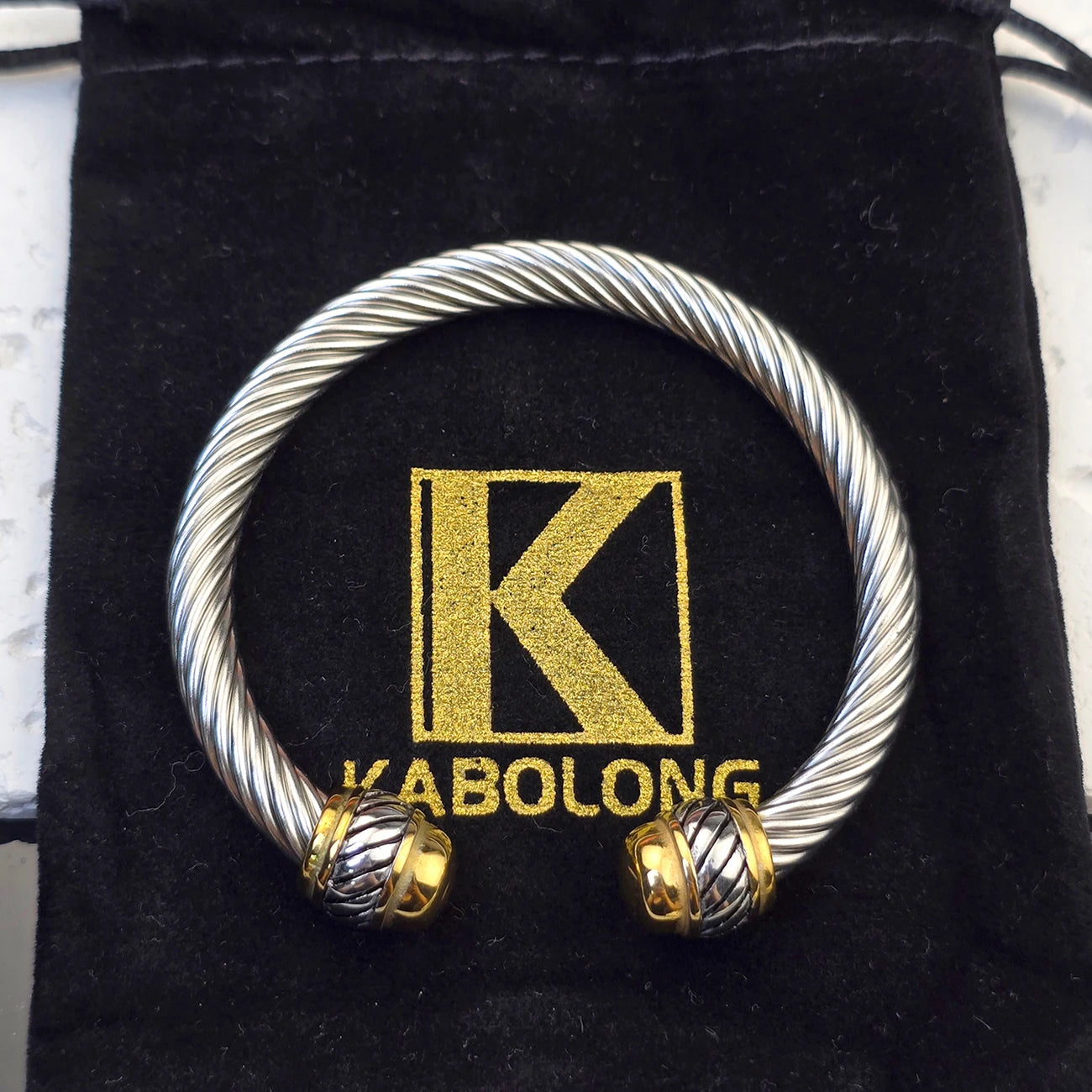KABOLONG Stainless Steel Cable Bracelet For Women Two Tone