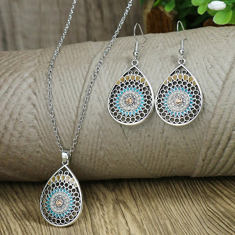 Lovbeafas Vintage Bohemian Hollow Geometric Jewelry Set