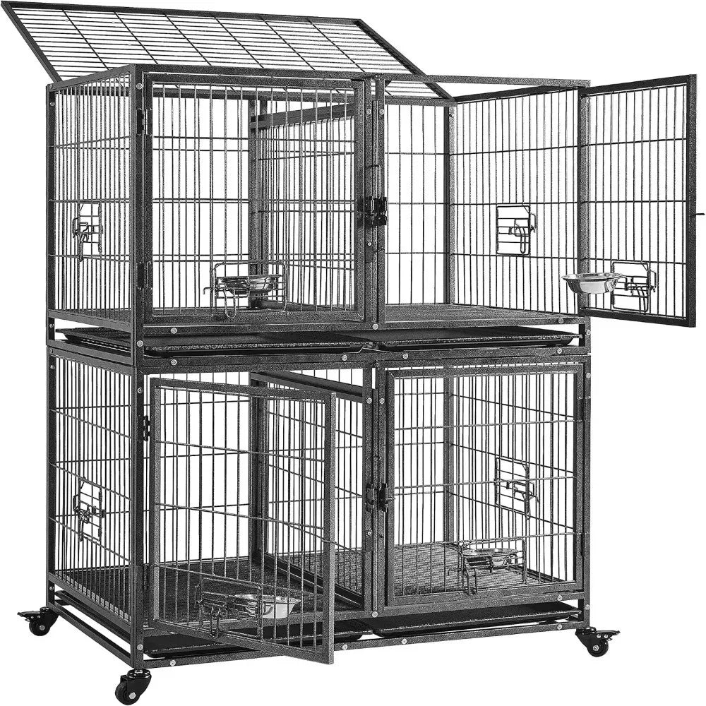 Yaheetech Stackable Dog Crate With Divider Heavy Duty Cage