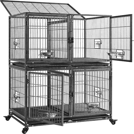 Yaheetech Stackable Dog Crate With Divider Heavy Duty Cage