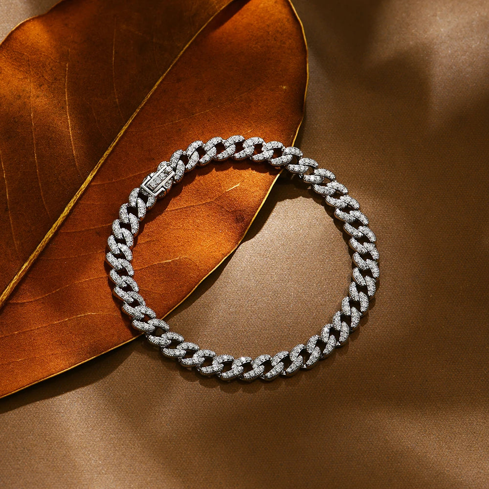 Attagems Moissanite Cuba Chain S925 Silver Bracelet