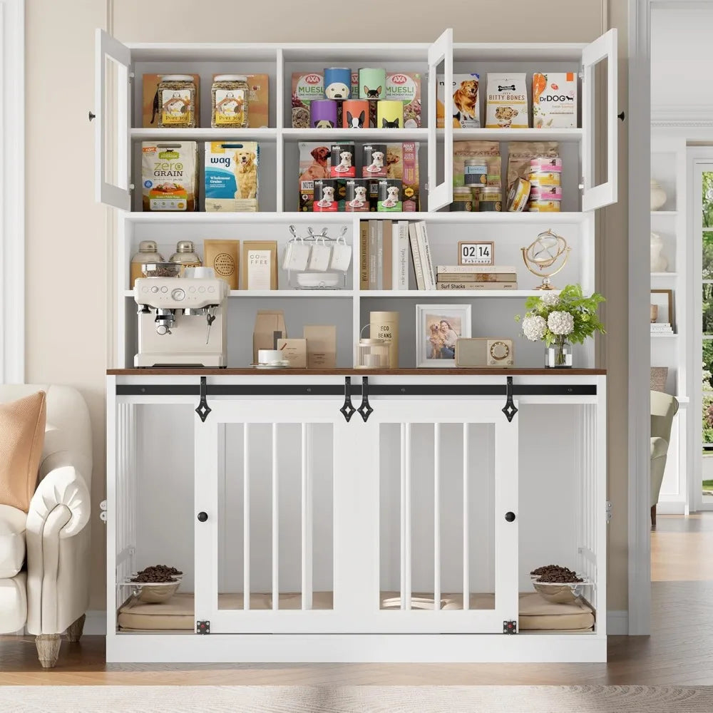 DAFIFY Dog Crate Furniture With Divider And Four Doors