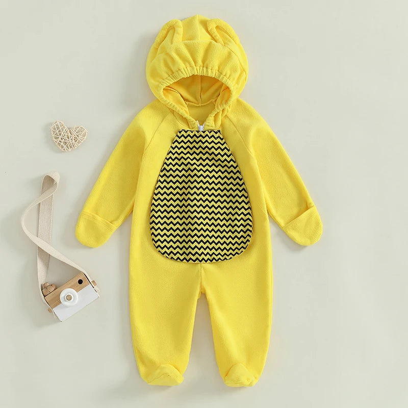 Pudcoco Baby Bee Costume Hooded Footie Jumpsuit Cosplay