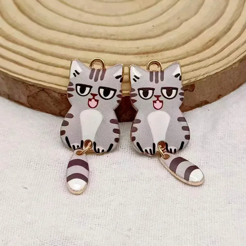 Charms Enamel Cat Charms for Jewelry Making Pendants