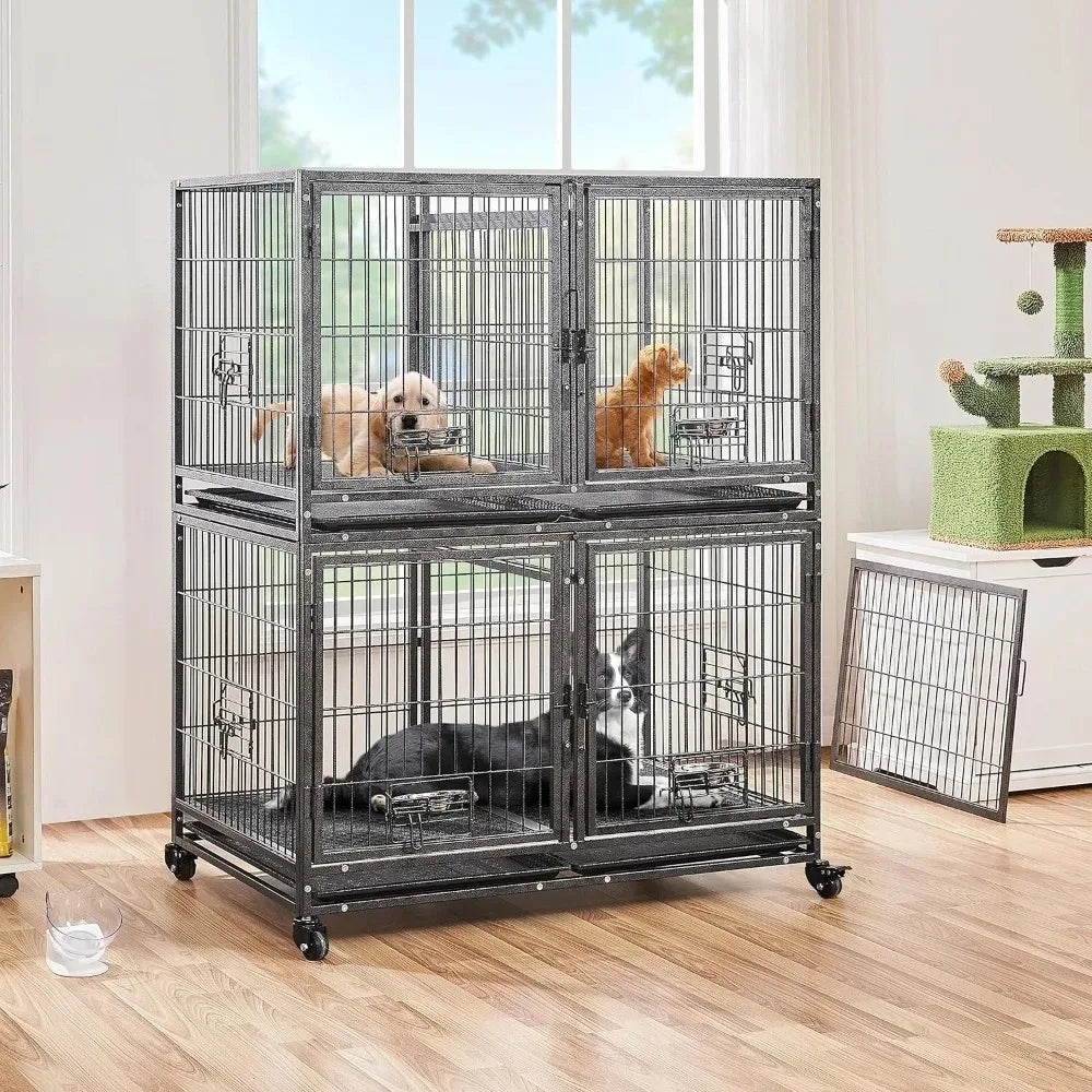Yaheetech Stackable Dog Crate With Divider Heavy Duty Cage