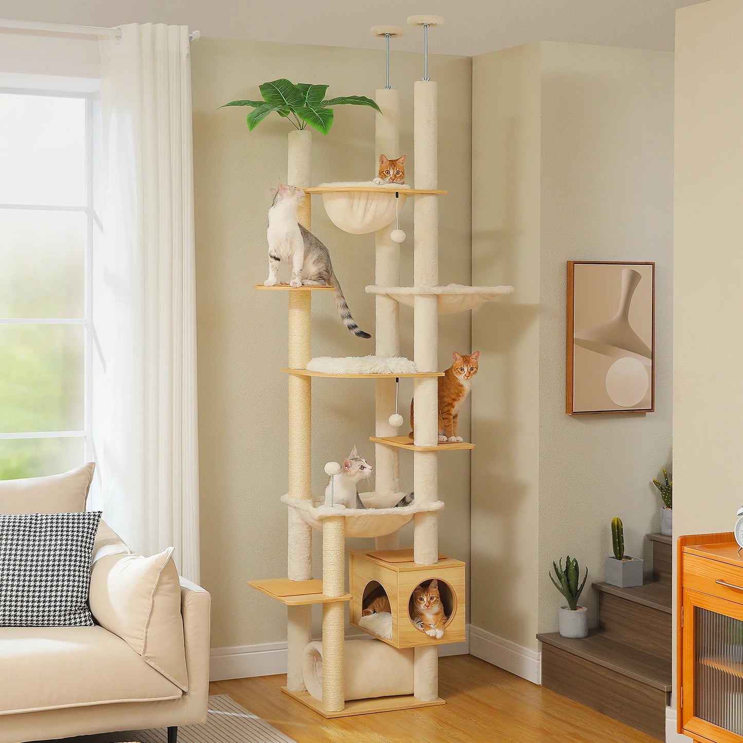 PAWZ Road Height Adjustable Wooden Cat Tree Hammock