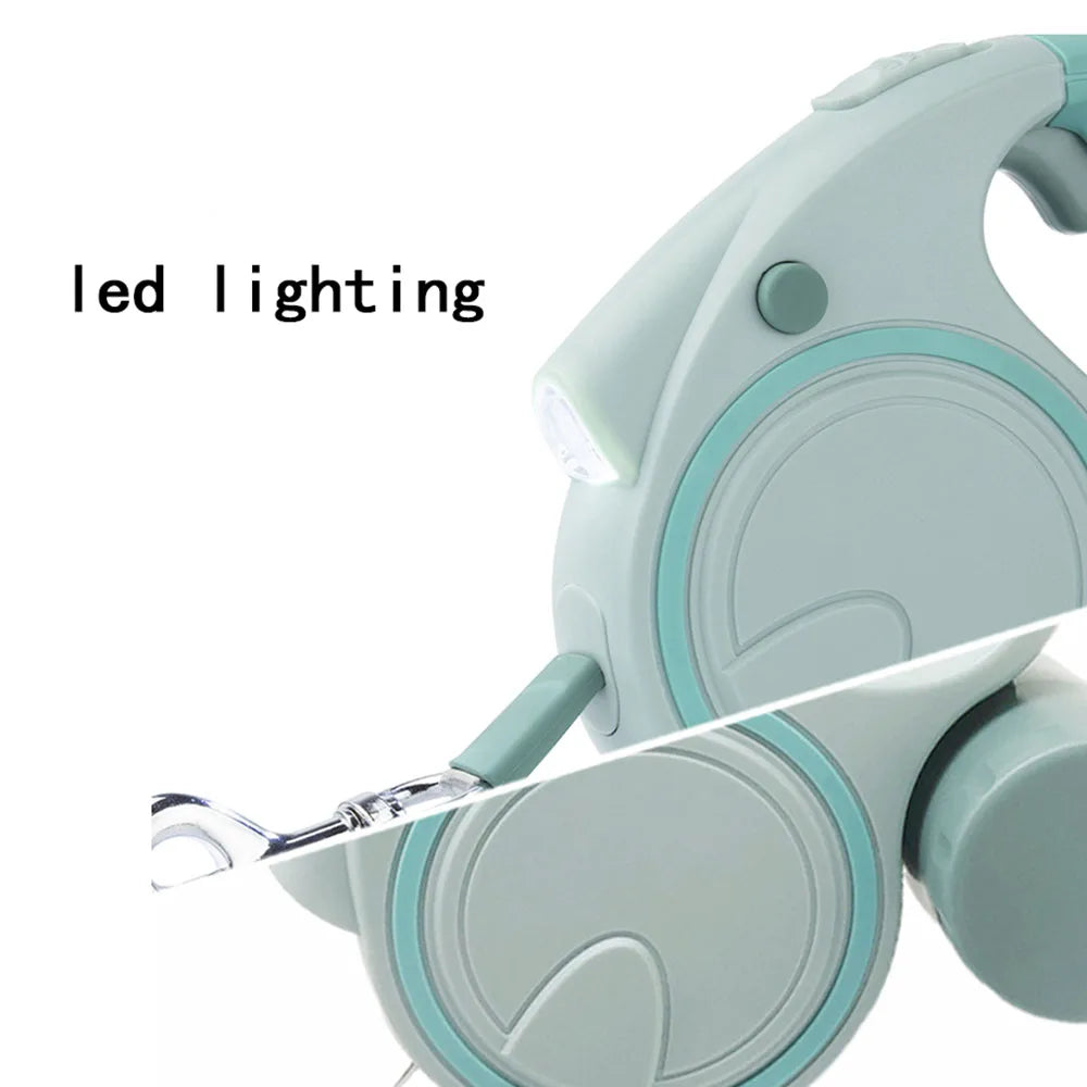 CN Retractable Dog Leash With LED Lights And Bag Dispenser