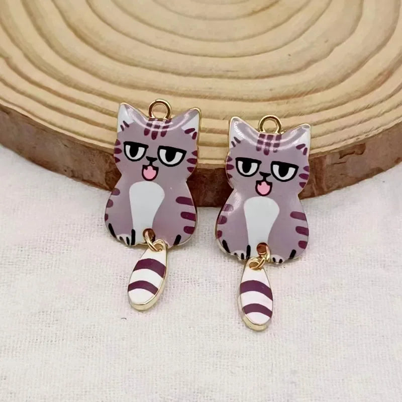 Charms Enamel Cat Charms for Jewelry Making Pendants