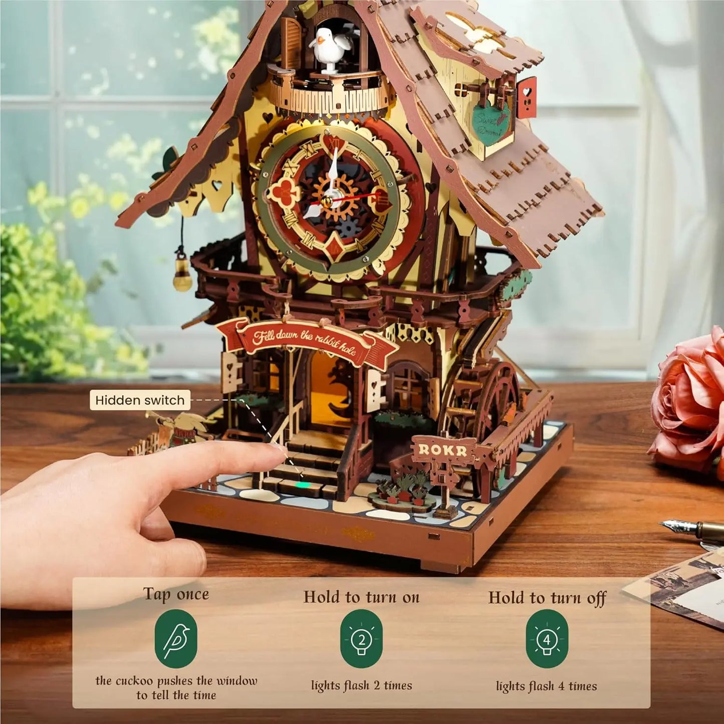 Robotime Rokr 3D Wooden Puzzle Cuckoo Clock Kit With Bird