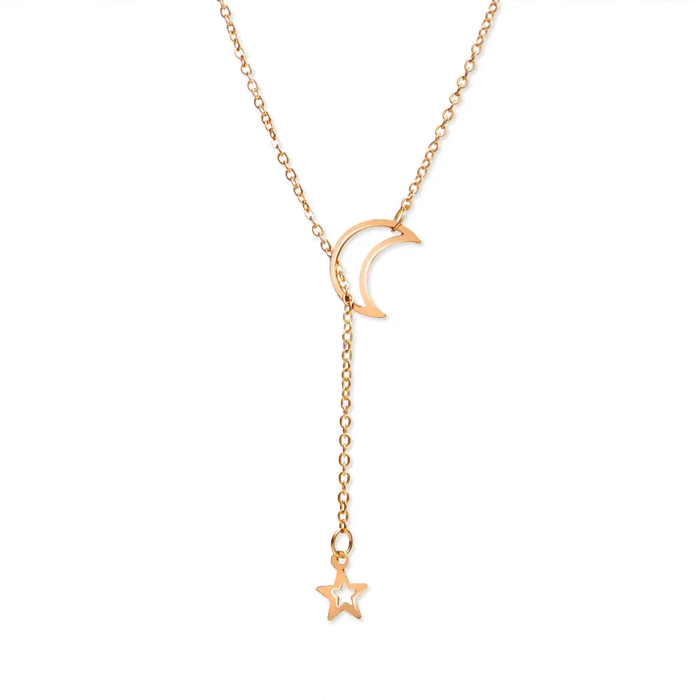 Zhenshecai Moon Star Pendant Necklace For Women Jewelry
