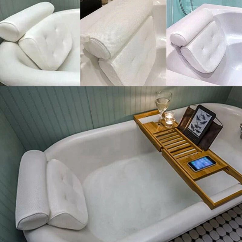 Feature Breathable 3D Mesh Bath Pillow Neck Back Support
