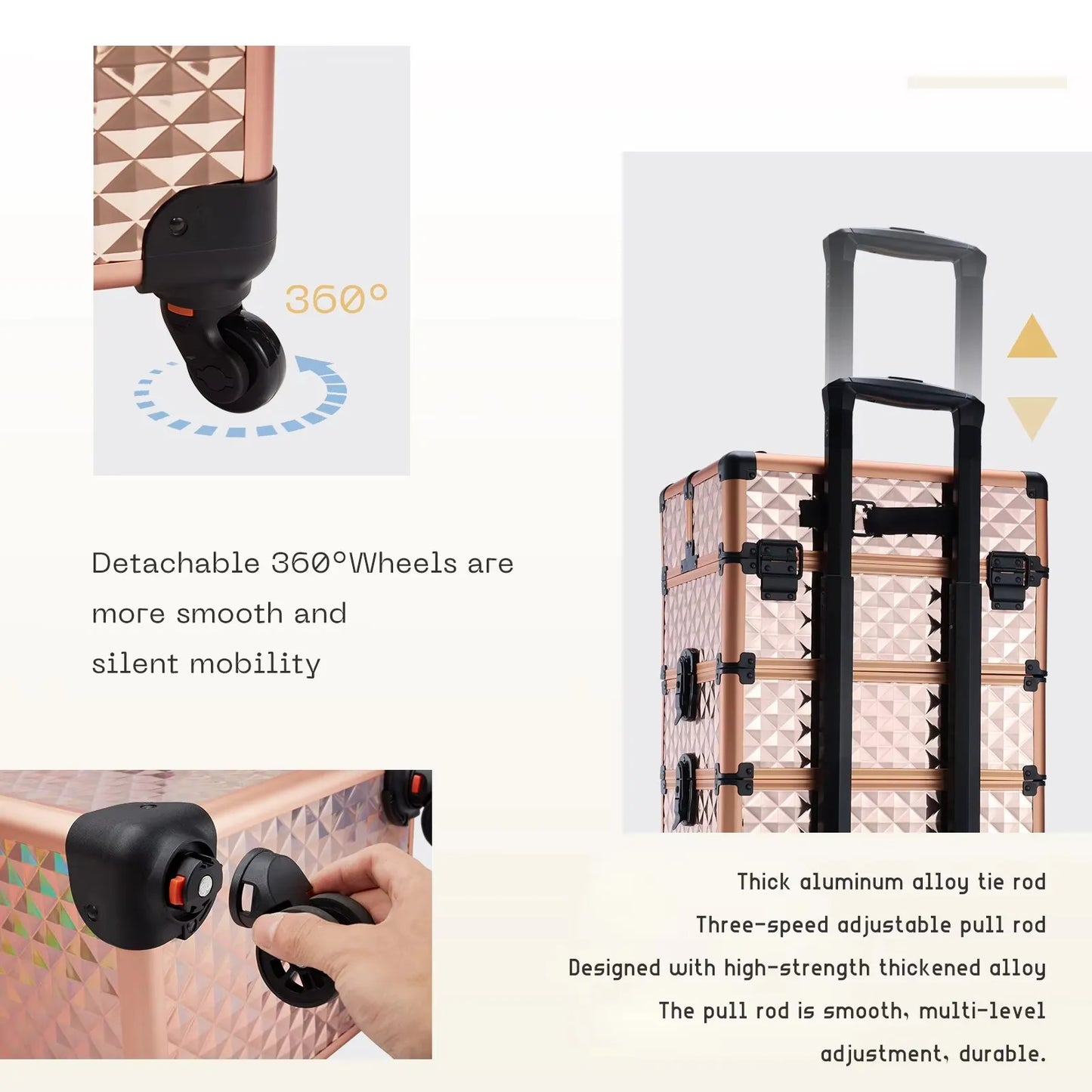 Maxulene Makeup Trolley Case 4 In 1 Alloy Rolling Salon