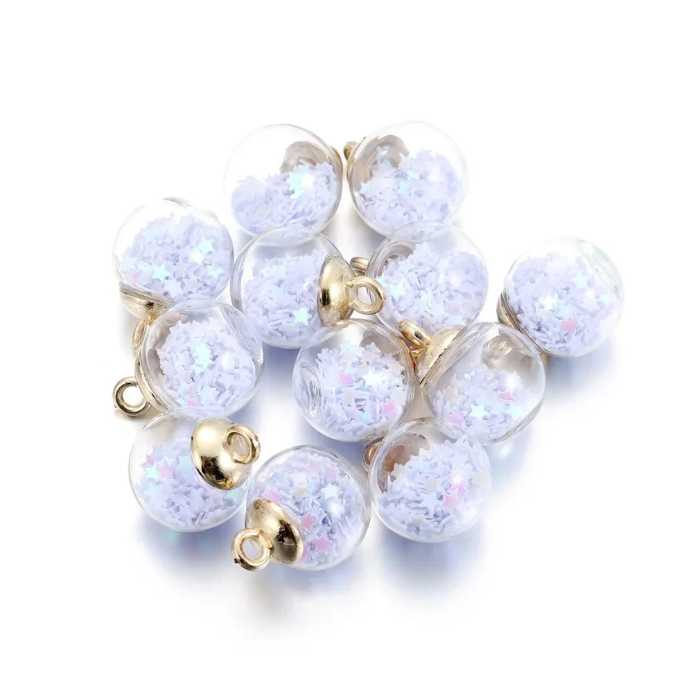 St.kunkkaCharms Glass Ball Star Charms 10Pcs DIY Jewelry