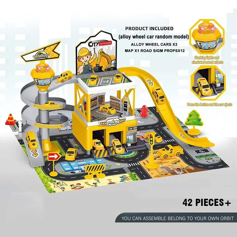 Railway Car Parking Kits DIY Race Track Cars Toy Set