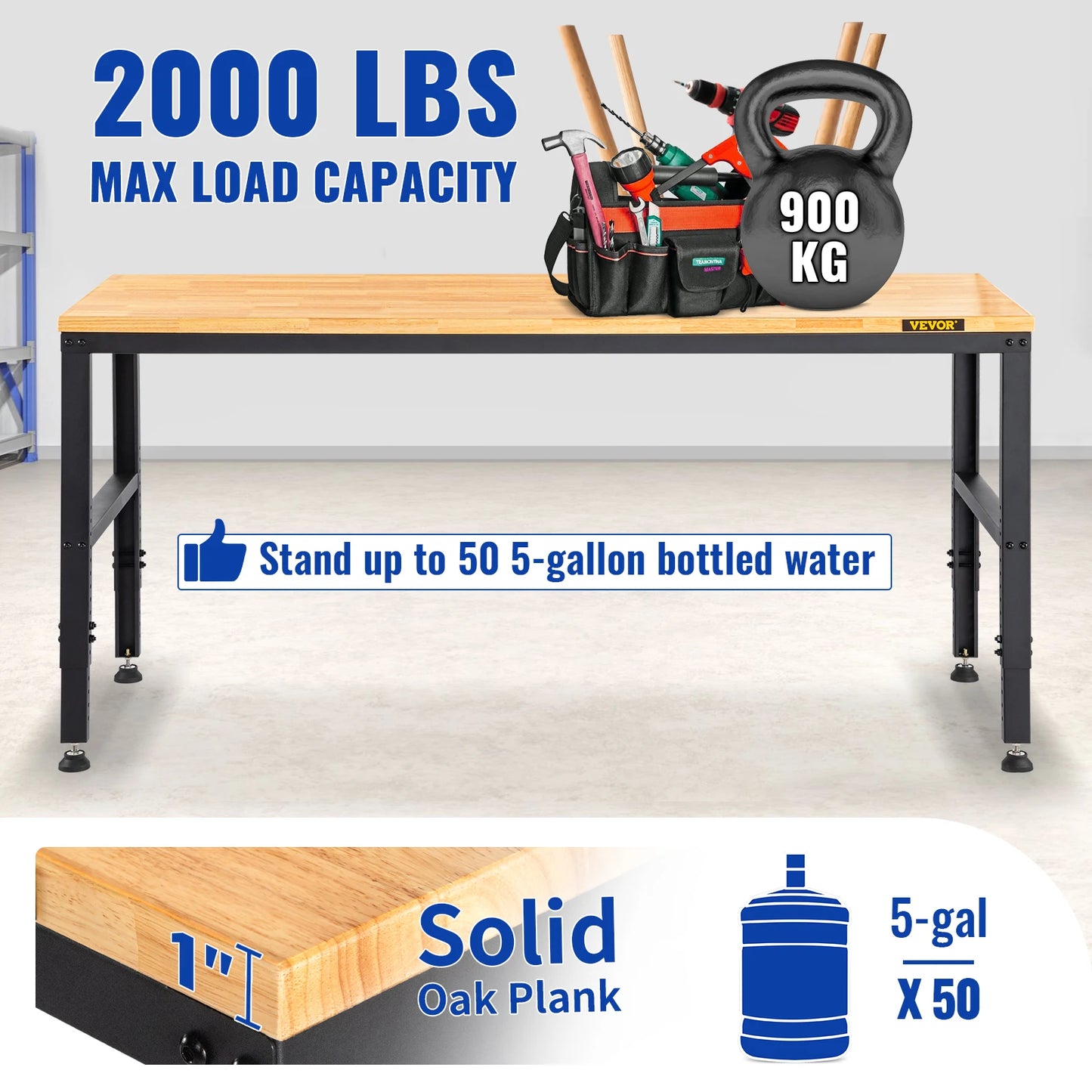 Hign-concerned Woodworking Workbench Adjustable Height Oak