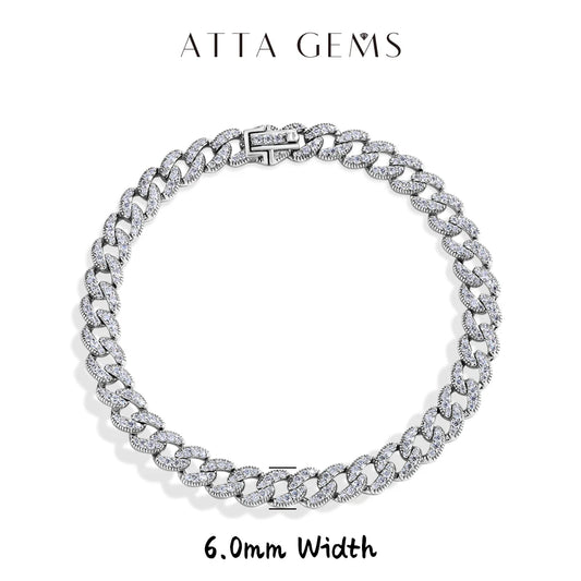 Attagems Moissanite Cuba Chain S925 Silver Bracelet
