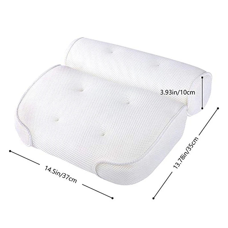 Feature Breathable 3D Mesh Bath Pillow Neck Back Support
