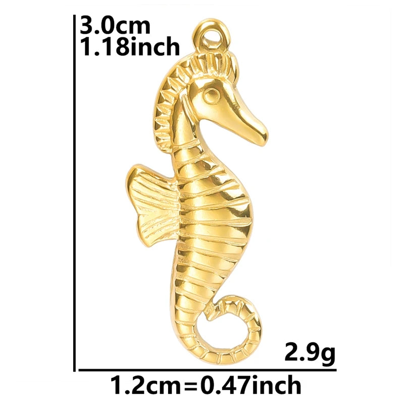6Pcs GLOWCAT Real Gold Plated Ocean Charms Turtle Starfish