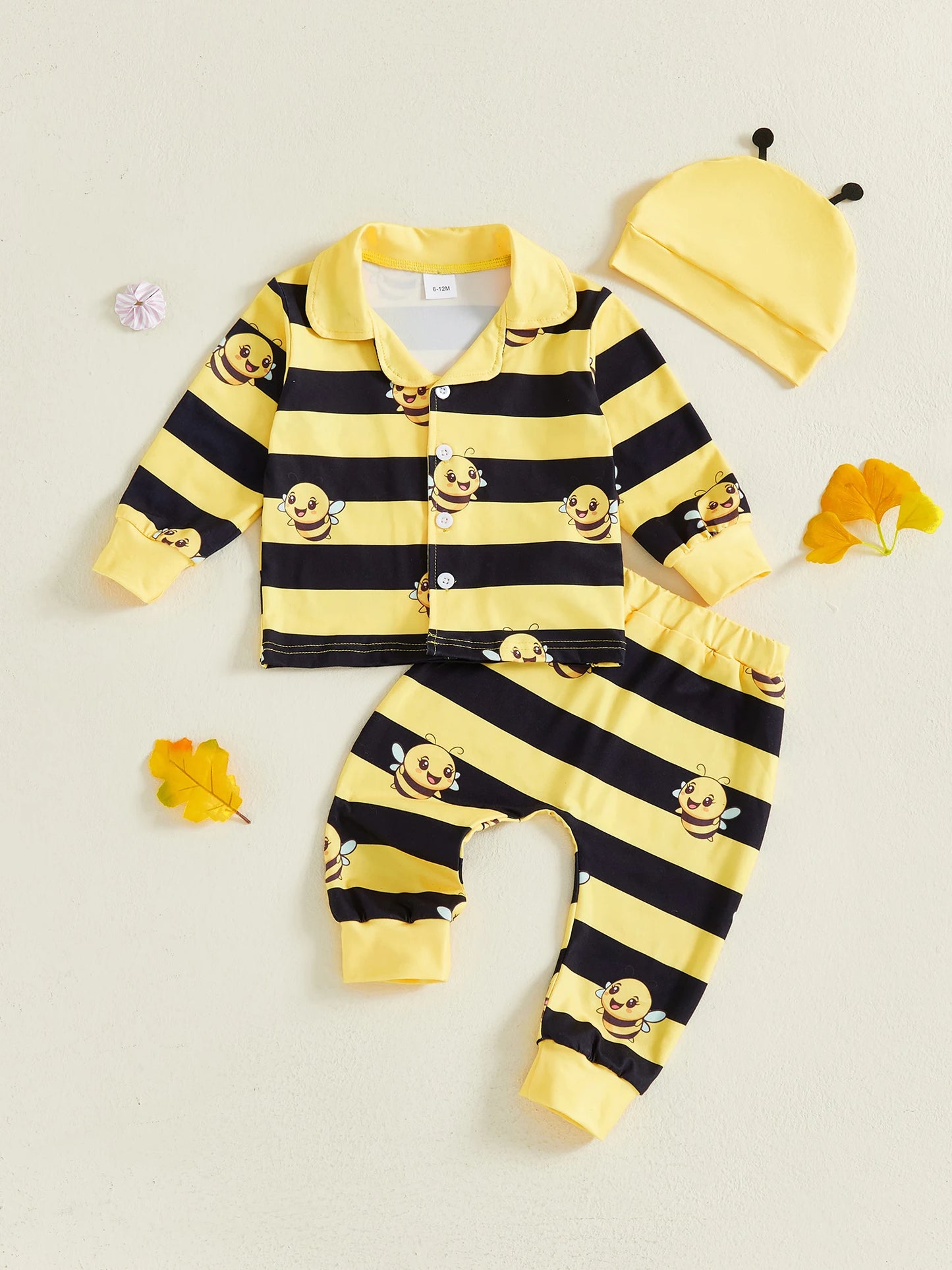 Guangdong Infant Boy Set Striped Pants Bee Print Hat