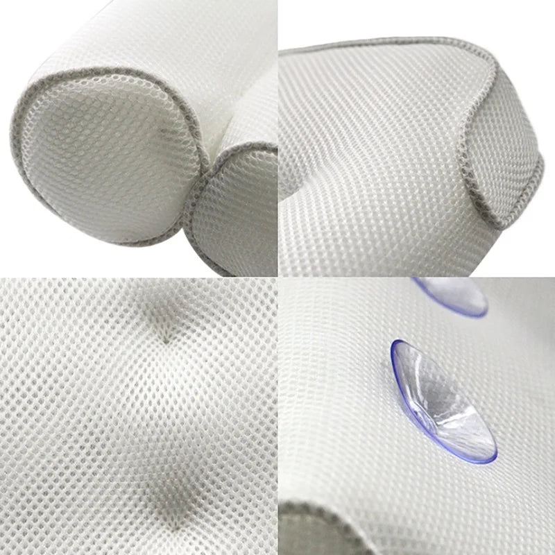 Feature Breathable 3D Mesh Bath Pillow Neck Back Support