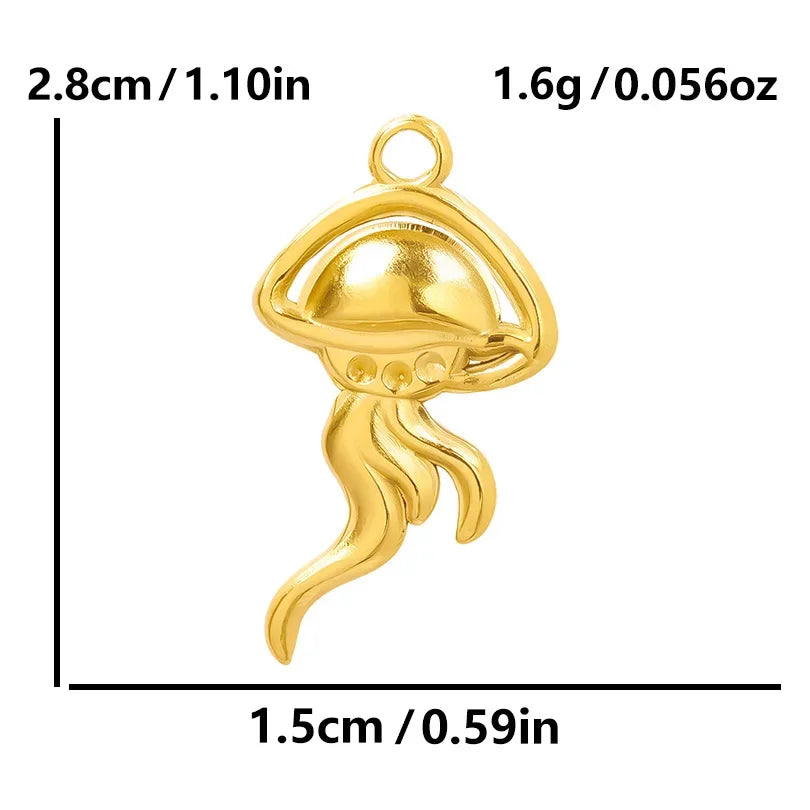 6Pcs GLOWCAT Real Gold Plated Ocean Charms Turtle Starfish
