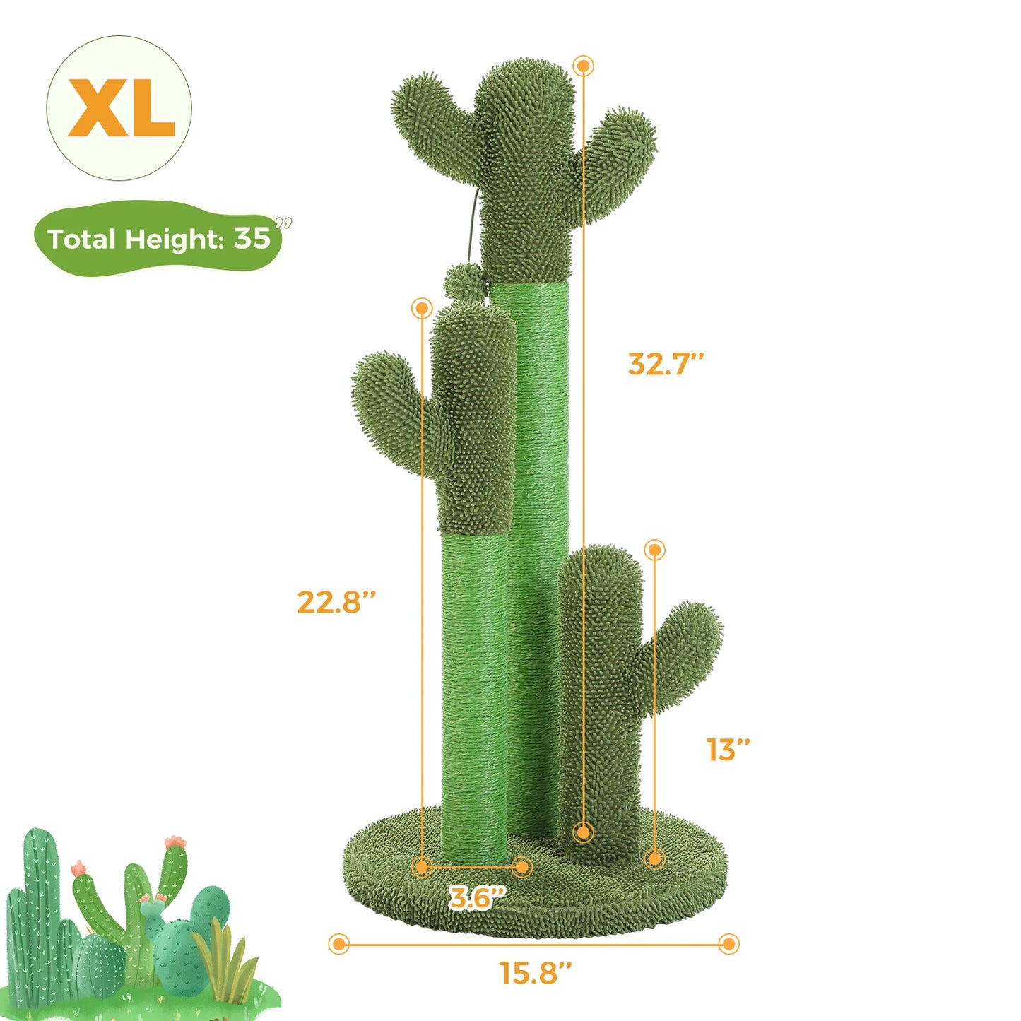 PEQULTICN Cactus Cat Tree With Condo And Hammock For Indoor