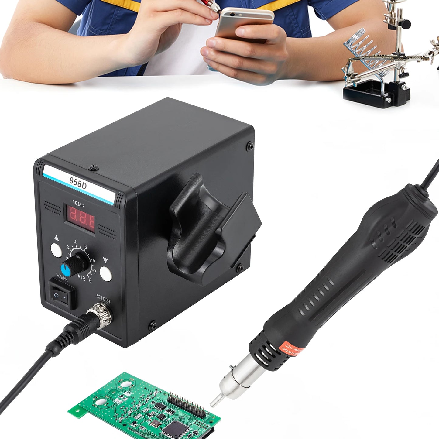 Fan 858D SMD Hot Air Rework Station 700W Soldering