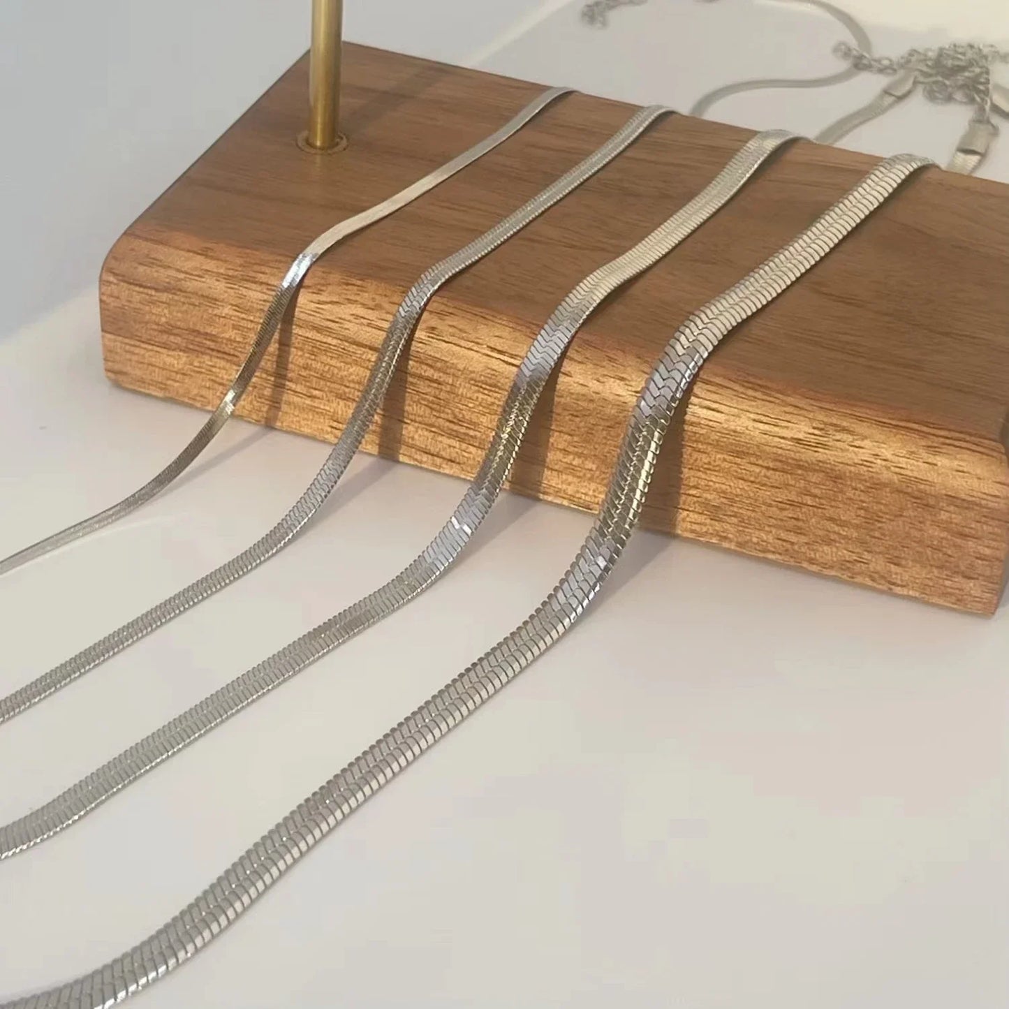 Unisex Minimalist Stainless Steel Snake Chain Necklace
