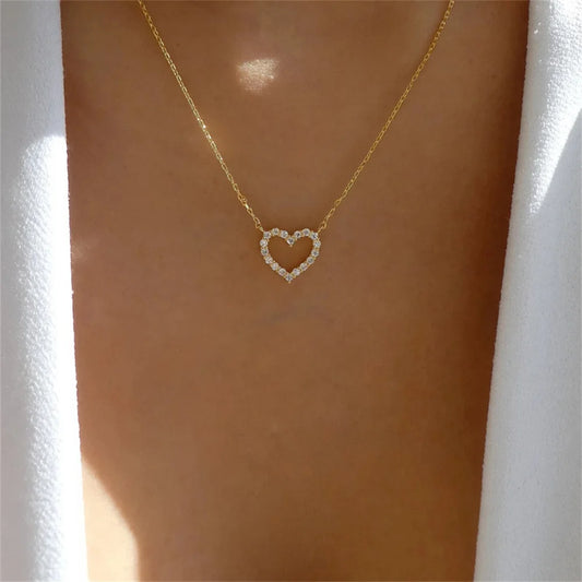 CN Zhejiang Crystal Hollow Love Pendant Necklace For Women