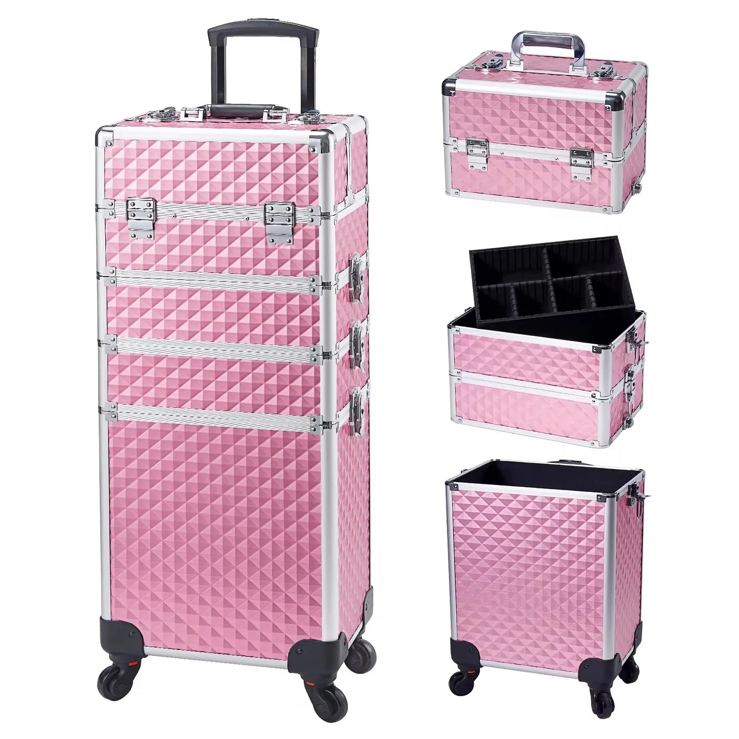 Maxulene Makeup Trolley Case 4 In 1 Alloy Rolling Salon