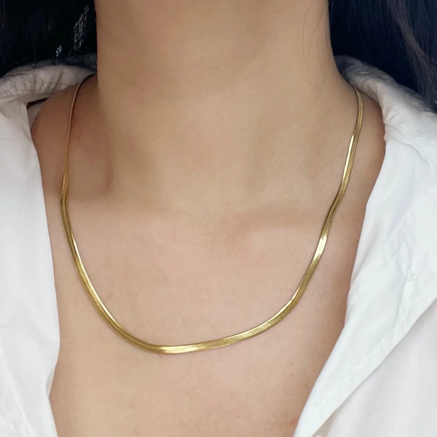 Unisex Minimalist Stainless Steel Snake Chain Necklace